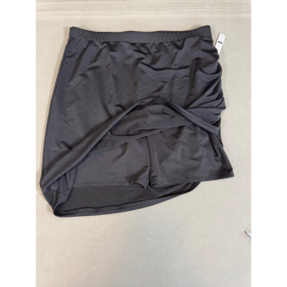 Open Edit Black Ruched Asymmetrical Skort Women M New - Picture 3 of 4